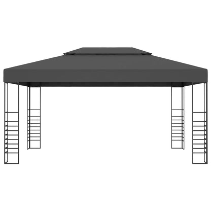 Tonnelle 3x4 m anthracite avec guirlande solaire et toit ventilé