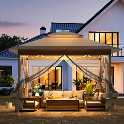 Tonnelle pliante 3 x 3 m avec moustiquaire pour jardin et terrasse