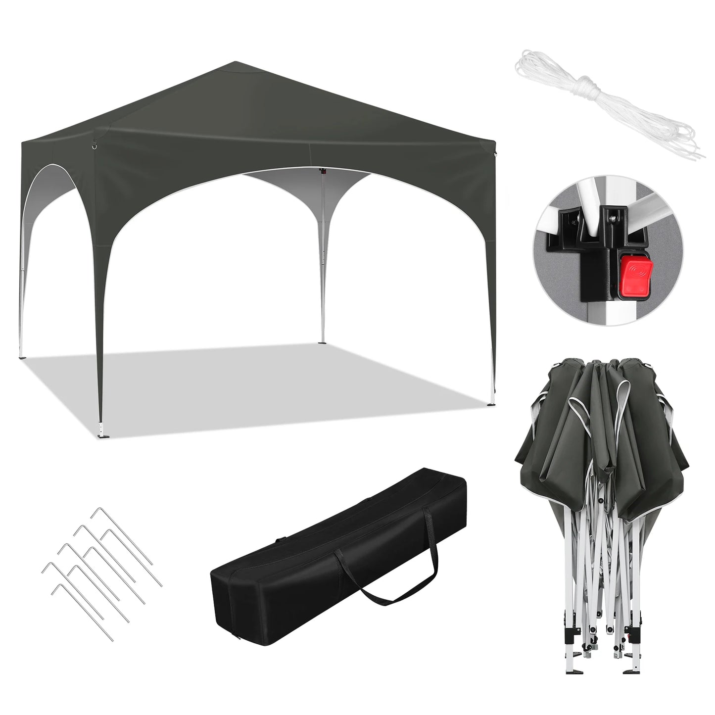 Tonnelle pliante 3x3 m imperméable avec toit arrondi extérieur