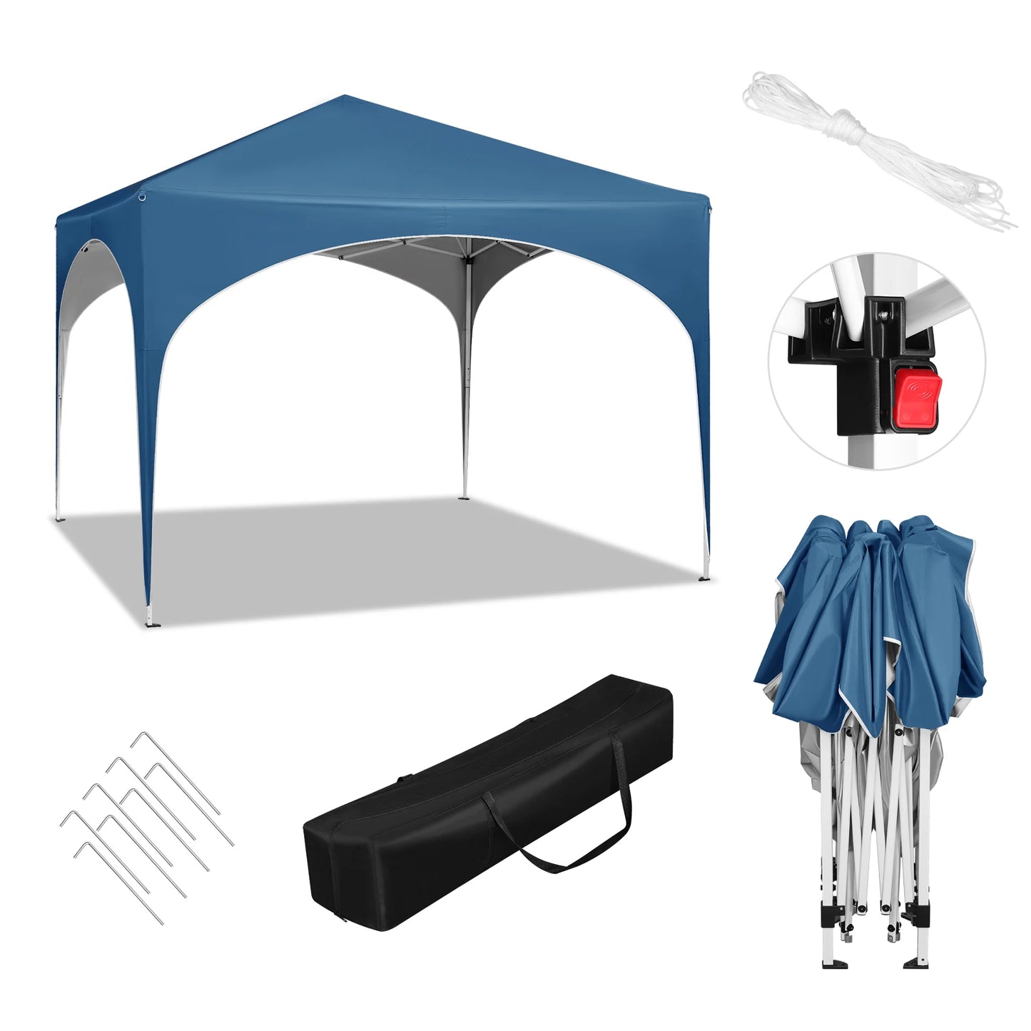 Tonnelle pliante 3x3 m imperméable avec toit arrondi extérieur