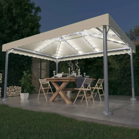 Tonnelle 4x3 m avec toit double et guirlande LED solaire intégrée