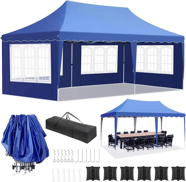 Tonnelle pliante 3x6 avec 4 côtés, UV50+ et sacs
