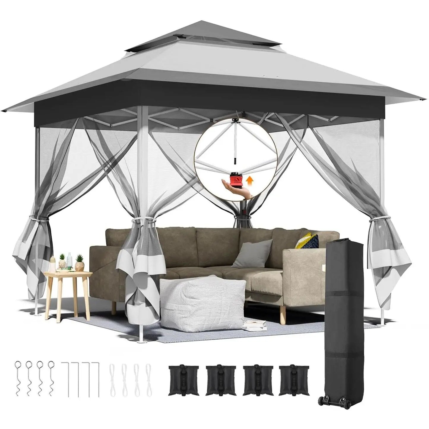 Tonnelle pliante 3 x 3 m avec moustiquaire pour jardin et terrasse