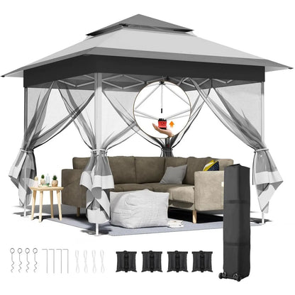 Tonnelle pliante 3 x 3 m avec moustiquaire pour jardin et terrasse