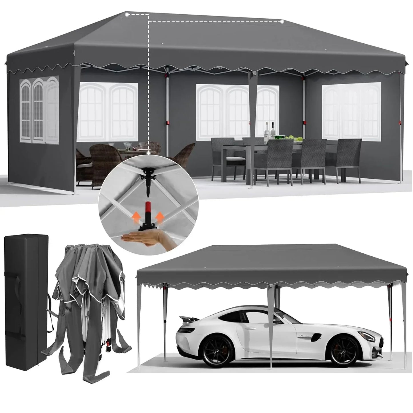 Tonnelle pliante 3x6 avec 4 côtés pour événements