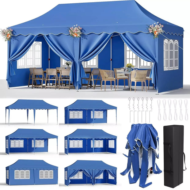 Tonnelle pliante 3x6 robuste avec 6 parois UV50+