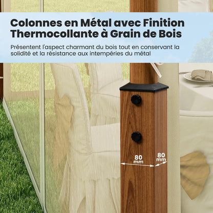 Tonnelle 3,6x3 m avec toit ventilé et moustiquaire intégrée