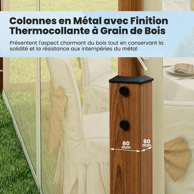 Tonnelle 3,6x3 m avec toit ventilé et moustiquaire intégrée