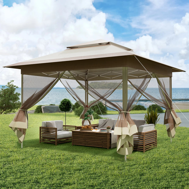 Tonnelle pliante 3 x 3 m avec moustiquaire pour jardin et terrasse