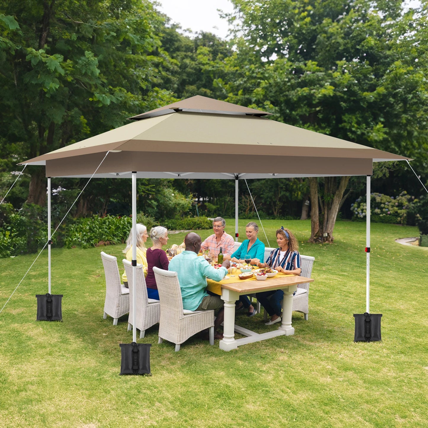 Tonnelle pliante 3,6 x 3,6 m avec rideaux pour terrasse