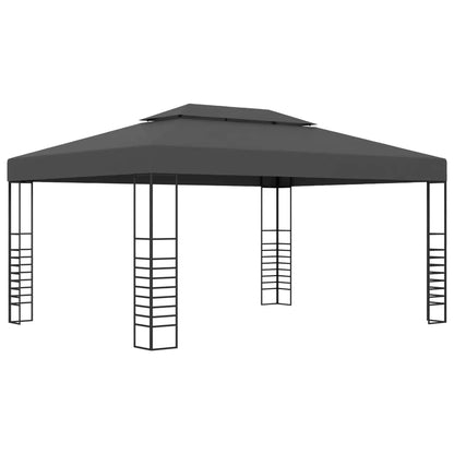 Tonnelle 3x4 m anthracite avec guirlande solaire et toit ventilé