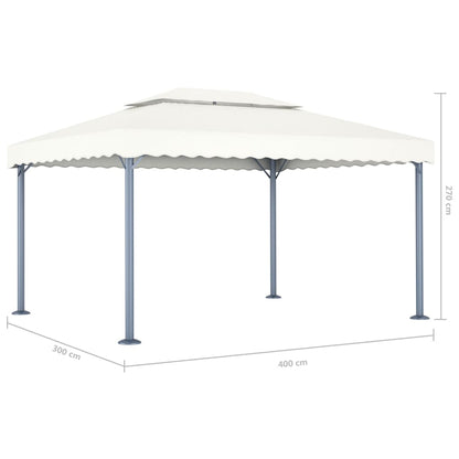 Tonnelle 4x3 m avec toit double et guirlande LED solaire intégrée